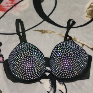 NWT Victoria's Secret Black Glamorous Crystal Bra